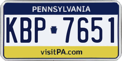 PA license plate KBP7651
