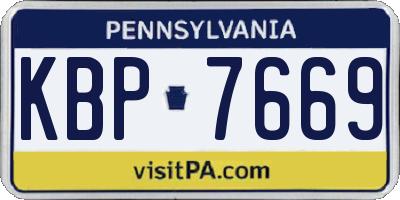 PA license plate KBP7669