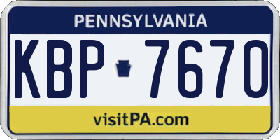 PA license plate KBP7670
