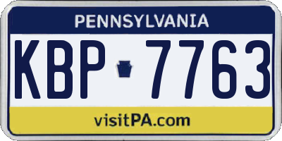 PA license plate KBP7763