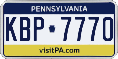 PA license plate KBP7770