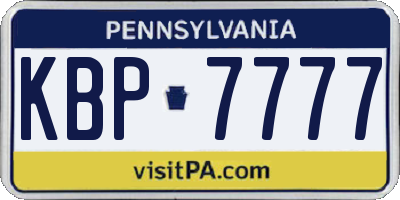 PA license plate KBP7777