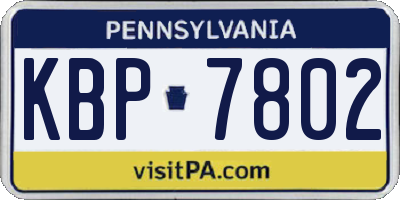 PA license plate KBP7802