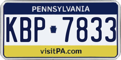 PA license plate KBP7833