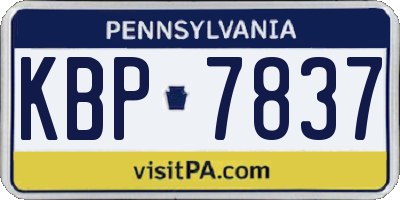 PA license plate KBP7837