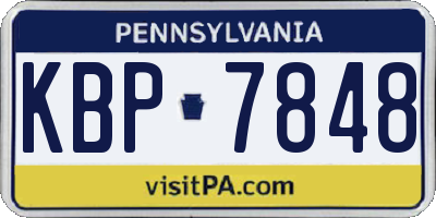 PA license plate KBP7848