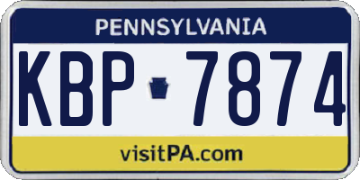 PA license plate KBP7874