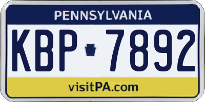 PA license plate KBP7892
