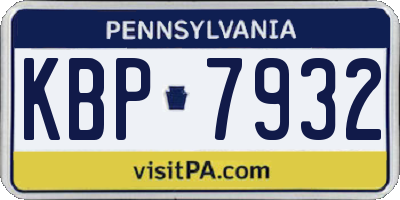 PA license plate KBP7932
