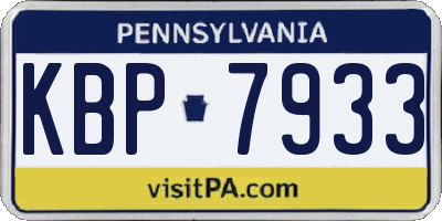 PA license plate KBP7933