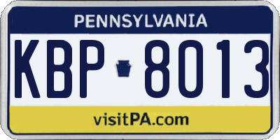 PA license plate KBP8013