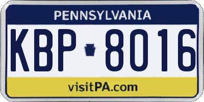 PA license plate KBP8016