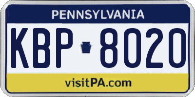 PA license plate KBP8020