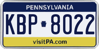 PA license plate KBP8022