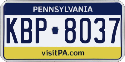 PA license plate KBP8037