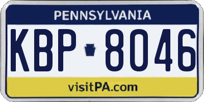 PA license plate KBP8046