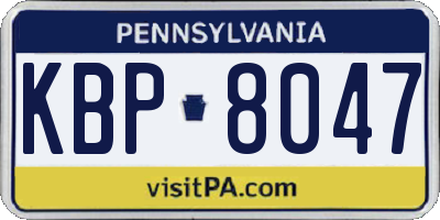 PA license plate KBP8047
