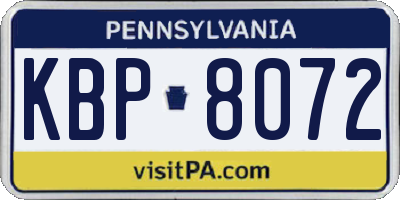 PA license plate KBP8072