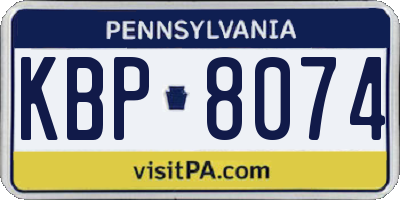 PA license plate KBP8074