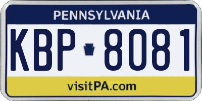 PA license plate KBP8081
