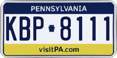 PA license plate KBP8111