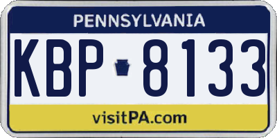 PA license plate KBP8133