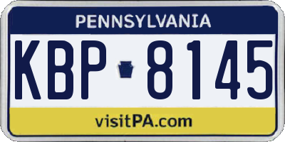 PA license plate KBP8145