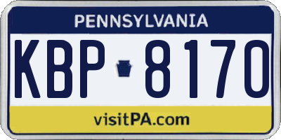 PA license plate KBP8170