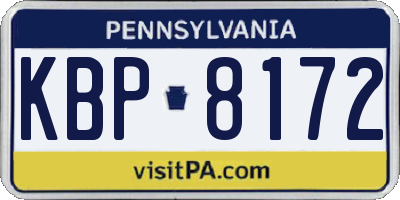 PA license plate KBP8172