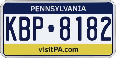 PA license plate KBP8182