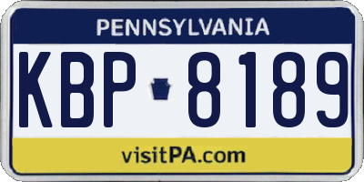 PA license plate KBP8189