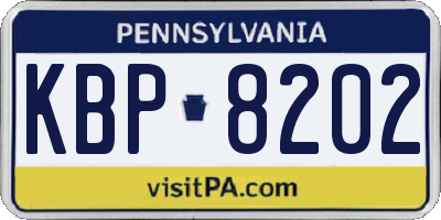 PA license plate KBP8202