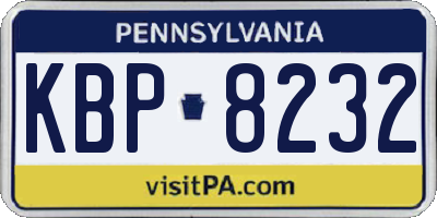PA license plate KBP8232