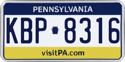 PA license plate KBP8316