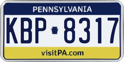 PA license plate KBP8317