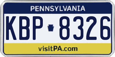 PA license plate KBP8326