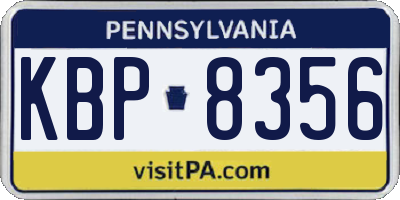 PA license plate KBP8356