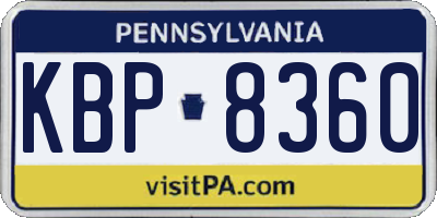 PA license plate KBP8360