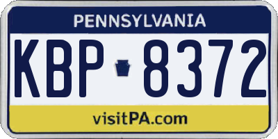 PA license plate KBP8372