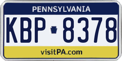 PA license plate KBP8378