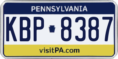 PA license plate KBP8387