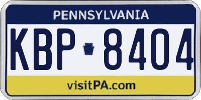 PA license plate KBP8404