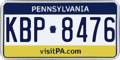 PA license plate KBP8476