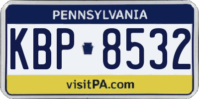 PA license plate KBP8532