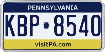 PA license plate KBP8540