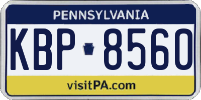 PA license plate KBP8560