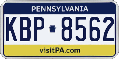 PA license plate KBP8562