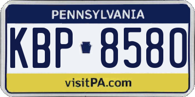 PA license plate KBP8580