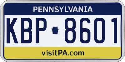 PA license plate KBP8601