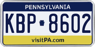 PA license plate KBP8602